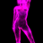 Three pixelated stick figures in neon colors standing on a gray platform against black background, each with distinct pose and color scheme.