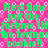 Green text on pink background repeats 'Next time put the fortune IN the fortune cookie!!' with pixelated pattern.