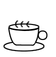 Four-frame contact sheet of a steaming cup animation showing subtle steam variations across frames on a gray background.