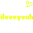 Yellow pixelated heart symbol above repeated yellow text 'iloveyouh' on white background.
