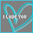 nine identical heart-shaped icons with 'I LOVE YOU' text, each featuring a blue outline on gray background