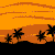 Animated contact sheet showing a purple and blue cartoon character with red eyes against an orange sunset background, featuring repeated 'COOL' text elements in various animation frames.