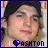 A 2x2 contact sheet of three animated frames showing a person with long hair wearing a dark cap, each frame displaying the text "I ❤️ ASHTON" with varying heart colors and pixelation levels.