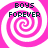 Four identical pink and white spiral patterns arranged in a , each containing the text BOYS FOREVER in dark green pixelated font