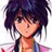 Pixelated anime-style character with dark blue hair, light skin, and a pink-and-blue outfit against a white background.