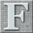A static pixelated image of a light gray capital letter E with dark gray shadowing on a textured gray background.