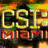 Six-character of CSI Miami and character portraits with names, featuring pixelated text and color-coded backgrounds