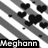 Black and white pixelated image with diagonal stripes, scattered heart shapes, and text reading "Meghan", "loves", "Nick", and "Jones".