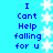 Blue background with white snowflakes and repeated blue text reading "I Cant Help falling for u" in pixelated font.