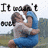 A pixelated image of two people embracing, with text overlays changing across frames.