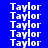 white 'Taylor' text on blue background with green rectangular overlays in specific positions
