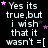 Pixelated text repeats 'Yes its true,but i wish that it wasn't =' with scattered pink and purple stars on a black background.