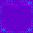 Static pixel art icon with purple background, blue dotted border, and repeated 'Jocky Qu' text in pinkish-purple.