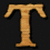 Two large wooden T-shaped symbols stacked vertically on a black background, with 'Teran' text below and 'is for' in orange above.