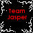 Four identical red 'Team Jasper' text blocks arranged in a on black background with white pixelated border, static image