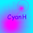Four cyan-blue each display 'Cyan H' text with shifting pink circular glows and faint outlines