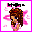 Pixel art of a girl with brown hair and blue eyes, wearing pink clothing under the word 'babe' in black-and-pink text.