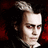 Pixelated image of a person with dark hair and red eyes, split into two sections with text overlays on black backgrounds.
