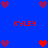 Blue background with red and purple pixelated hearts and repeated "KYLEY" text in red pixelated font.