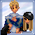 Pixel art animation of two characters with blonde hair and a black cap, transitioning from close pose to text overlay reading 'I love you Dustin' against light blue background.