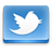 White bird silhouette on blue gradient background with pixelated edges and subtle shadow effect.