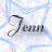 Pixelated image of the name 'Jenn' in stylized black lettering on a light blue and white gradient background with faint diagonal lines.