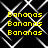 Yellow text reading 'Bananas' repeated in a pattern over a black background with white geometric lines