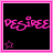 Pixelated pink text 'DESIREE' on black background with pink border and small star, showing animation change in letter opacity.
