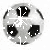 Four grayscale soccer ball icons arranged in a , each with black pentagonal patches and white hexagonal sections showing subtle pixelation
