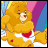 A 48x48 pixel Care Bears buddy icon featuring a yellow bear with a red heart on its belly, displayed alongside the "Care Bears" logo in pastel colors and text.