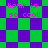 Pixelated text 'liamr is so cool!' appears on a green and purple checkered background with diamond-shaped patterns.