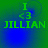 Green and blue gradient background with green text reading "I <3 JILLIAN" in four identical arranged in a