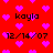 Red background with pink heart shapes and repeated text elements in black pixelated font.