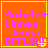 Orange square with yellow border displays pink text listing names and 'BFFLS!!!' with a yellow pixelated symbol.