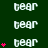 Green background with repeated white 'tear' text and pink heart symbols in a pattern, some hearts animate by increasing from one to three