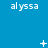 Blue background with repeated white text 'al yssa' and changing small symbols above each instance.