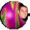Animated sequence of spherical icons with swirling color patterns and embedded human faces in circular cutouts, cycling through multiple color variations.