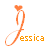 Three variations of a stylized 'J' icon with heart accents and the name 'jessica' in matching colors, displayed on white backgrounds.
