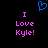 Blue pixelated heart symbol above pink text reading 'I Love Kyle!' on black background.
