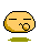 Pixelated yellow circular face with closed eyes, showing sequential mouth and tongue movements against gray background.
