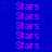 Blue background with repeated purple 'Stars' text and small star symbols arranged in a pattern