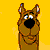 Pixelated cartoon dog head on yellow background next to green text reading Original Icons .com in pixel font