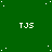 Green background with white pixelated stars and repeated 'TJS' text in white pixelated font across the