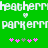 Green background with repeated white pixelated text 'heachem' and 'parkem', two small heart shapes, and of pink plus signs alternating with gray crosses