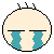 Pixelated circular face with closed eyes and blue tears, three variations showing different tear shapes against gray background.