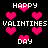 Pixelated Valentine's Day icon with pink hearts and text on black background, static display of 'HAPPY VALENTINES DAY' repeated in white block letters.