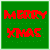 Two pixelated holiday-themed display 'MERRY XMAS' text with inverted color schemes, one green background red letters and the other red background green letters