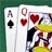 Static image of two overlapping playing cards: a black spade Ace and red heart Queen, with visible card faces against a green background.