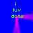 A blue background with green text reading 'i luv dots' repeated four times, connected by a pink glowing frame that pulses in brightness.
