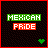 Animated contact sheet of 13 frames showing a pixel art icon with "MEXICAN PRIDE" text, green and red color scheme, and evolving white dotted lines beneath the text.
